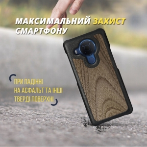 Шкіряна накладка Stenk WoodBacker для Nokia 5.4 Чорна