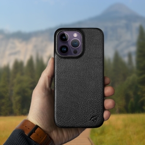 Шкіряна накладка Stenk Cover для Apple iPhone 14 Pro Max Чорна