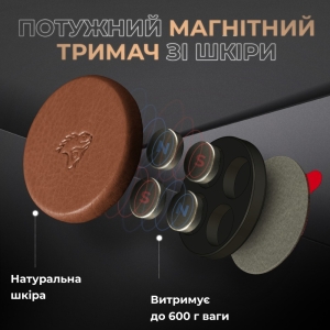 Кожаный магнитный держатель Stenk Magio Classic Коричневый