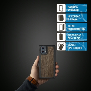 Шкіряна накладка Stenk WoodBacker для Motorola Moto G (2023) Чорна