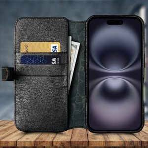 Чохол-портмоне Stenk Premium Wallet для Apple iPhone 16 Plus Чорний