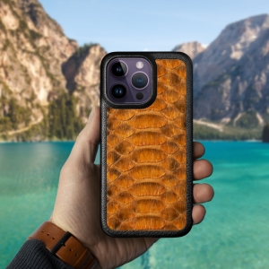 Шкіряна накладка Stenk ExBacker Python Scales для Apple iPhone 14 Pro Max Коричневий