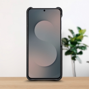 Шкіряна накладка Stenk WoodBacker для Samsung Galaxy S25 FE Чорна