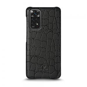 Кожаная накладка Stenk Reptile Cover для Xiaomi Redmi Note 11 Чёрная