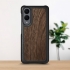 Кожаная накладка Stenk WoodBacker для Samsung Galaxy S25 Edge Чёрная