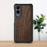 Кожаная накладка Stenk WoodBacker для Samsung Galaxy S25 Edge Чёрная