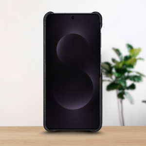 Шкіряна накладка Stenk WoodBacker Samsung Galaxy S25 Edge Чорна