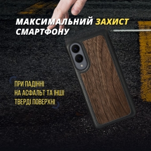 Шкіряна накладка Stenk WoodBacker Samsung Galaxy S25 Edge Чорна