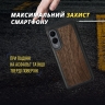 Кожаная накладка Stenk WoodBacker для Samsung Galaxy S25 Edge Чёрная