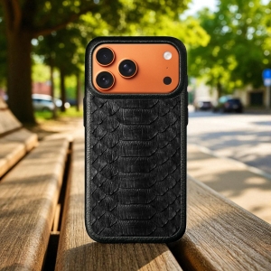Шкіряна накладка Stenk ExBacker Python Scales для Apple iPhone 17 Pro Max Чорний