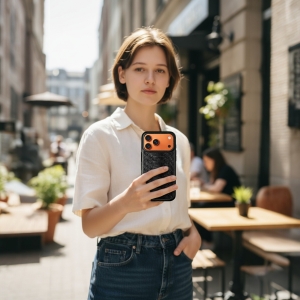 Шкіряна накладка Stenk ExBacker Python Scales для Apple iPhone 17 Pro Max Чорний