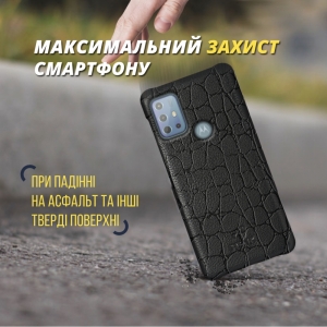 Шкіряна накладка Stenk Reptile Cover для Motorola Moto G20 Чорна
