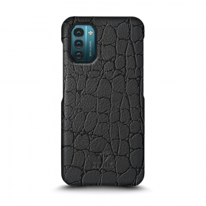 Кожаная накладка Stenk Reptile Cover для Nokia G21 Чёрная