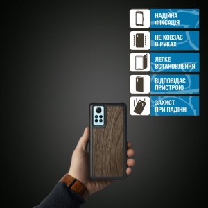 Шкіряна накладка Stenk WoodBacker для Xiaomi Redmi Note 12 Pro 4G Чорна