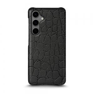 Кожаная накладка Stenk Reptile Cover для Samsung Galaxy S24 Plus Чёрная