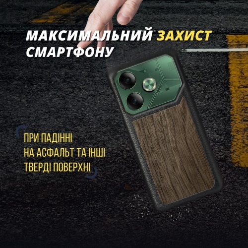 бампер на TECNO Pova 6 Черный Stenk WoodBacker фото 4