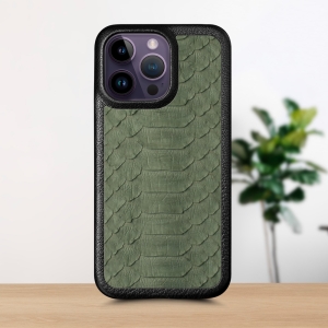 Шкіряна накладка Stenk ExBacker Python Scales Apple iPhone 14 Pro Оливковий