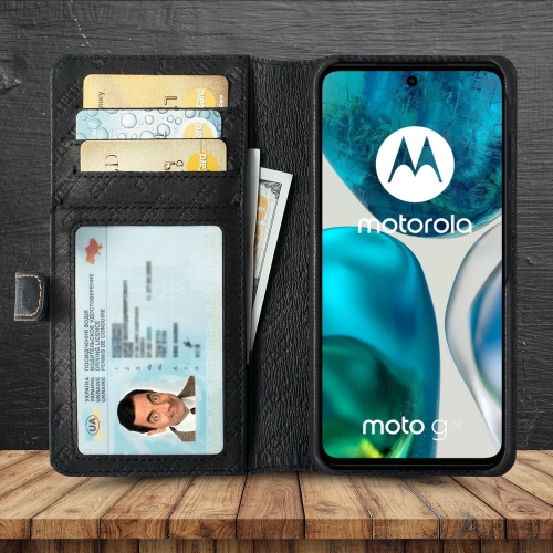 чехол-кошелек на Motorola Moto G52 Черный Stenk Premium Wallet фото 2