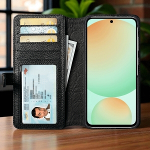 Чехол-портмоне Stenk Premium Wallet для Samsung Galaxy S24 FE Чёрный