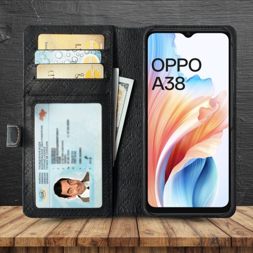 чехол-кошелек на OPPO A38 Черный Stenk Premium Wallet фото 2