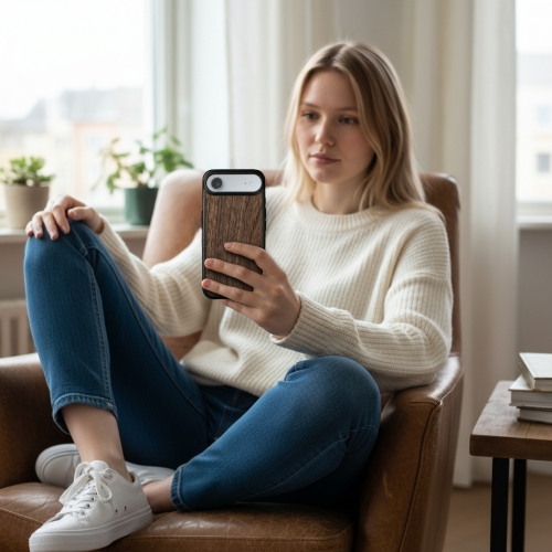 бампер на Apple iPhone 17 Air Чорний Stenk WoodBacker фото 3