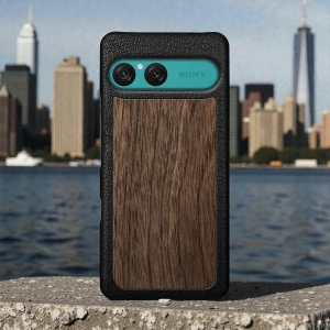 Шкіряна накладка Stenk WoodBacker для Sony Xperia 10 VII Чорна