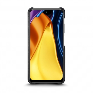 Кожаная накладка Stenk Reptile Cover для Xiaomi Poco M3 Pro Чёрная
