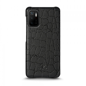 Кожаная накладка Stenk Reptile Cover для Xiaomi Poco M3 Pro Чёрная