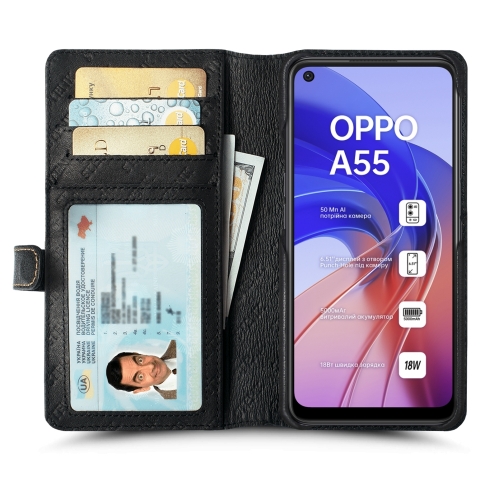 чехол-кошелек на OPPO A55 Черный Stenk Premium Wallet фото 2