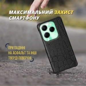 Кожаная накладка Stenk Reptile Cover для Infinix Hot 40 Pro Чёрная