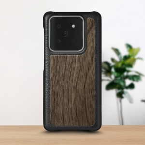 Шкіряна накладка Stenk WoodBacker для Xiaomi 14 Pro Чорний