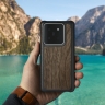 Кожаная накладка Stenk WoodBacker для Xiaomi 14 Pro Чёрный