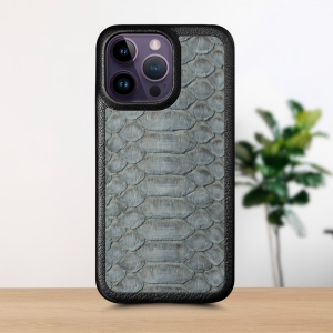 Шкіряна накладка Stenk ExBacker Python Scales для Apple iPhone 14 Pro Сірий