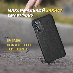 Кожаная накладка Stenk Cover для Motorola Moto G82 Чёрная