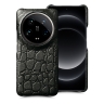 Кожаная накладка Stenk Reptile Cover для Xiaomi 14 Ultra Чёрная