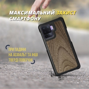 Кожаная накладка Stenk WoodBacker для OPPO Reno5 Lite Чёрная
