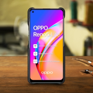 Кожаная накладка Stenk WoodBacker для OPPO Reno5 Lite Чёрная