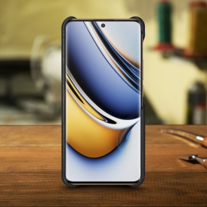 Кожаная накладка Stenk Cover для Realme 11 Pro Plus Чёрная