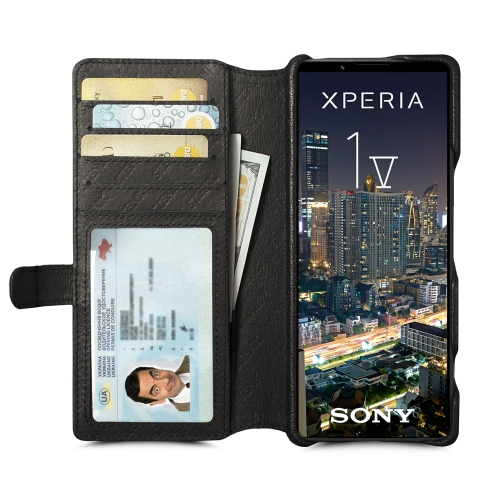 чехол-кошелек на Sony Xperia 1 V Черный Stenk Premium Wallet фото 2