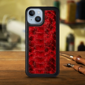Кожаная накладка Stenk ExBacker Python Scales для Apple iPhone 14 Красный