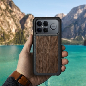 Шкіряна накладка Stenk WoodBacker для Xiaomi Poco F8 Ultra Чорна