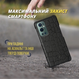Шкіряна накладка Stenk Reptile Cover для OnePlus 9 Pro Чорна