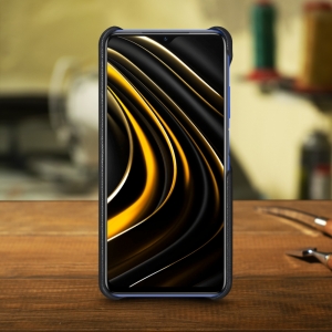 Шкіряна накладка Stenk WoodBacker для Xiaomi Poco M3 Чорна