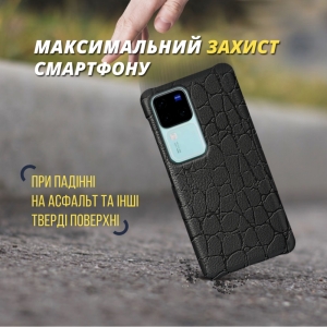 Шкіряна накладка Stenk Reptile Cover для Vivo V30 Pro Чорна