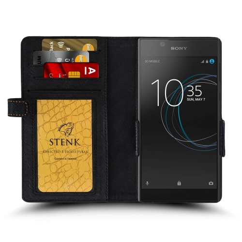чохол-книжка на Sony Xperia L1 Чорний Stenk Wallet фото 2