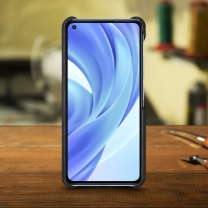 Шкіряна накладка Stenk WoodBacker для Xiaomi Mi 11 Lite Чорна