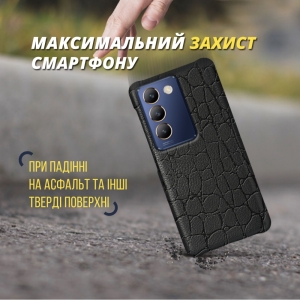 Шкіряна накладка Stenk Reptile Cover для Vivo V40 SE Чорна