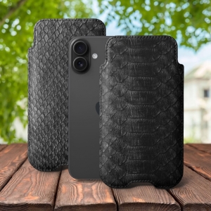 Футляр Stenk Sportage Python для Apple iPhone 16 Plus Чёрный