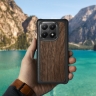 Кожаная накладка Stenk WoodBacker для Xiaomi 15T Чёрная