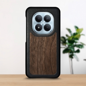 Шкіряна накладка Stenk WoodBacker для Xiaomi Redmi Note 15 Pro Plus Чорна